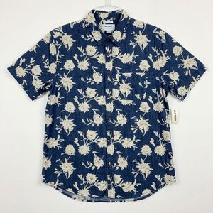 NEW Old Navy Men's Blue Floral Button Down Shirt Hawaiian Size XL 100% Cotton